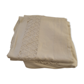 Pair of large thread sheets with handmade lace between two.