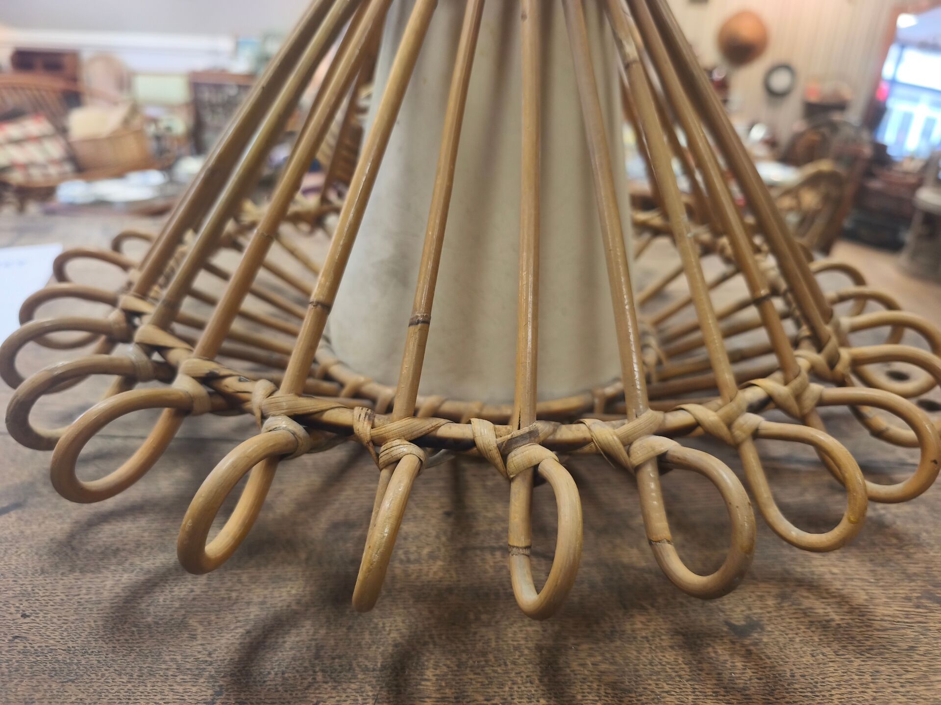 Vintage rattan ceiling light fixture
