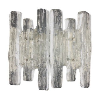 Large Hollywood Regency Ice Glass Wall Light / Sconce by J. T. Kalmar for Kalmar Franken, 1960s