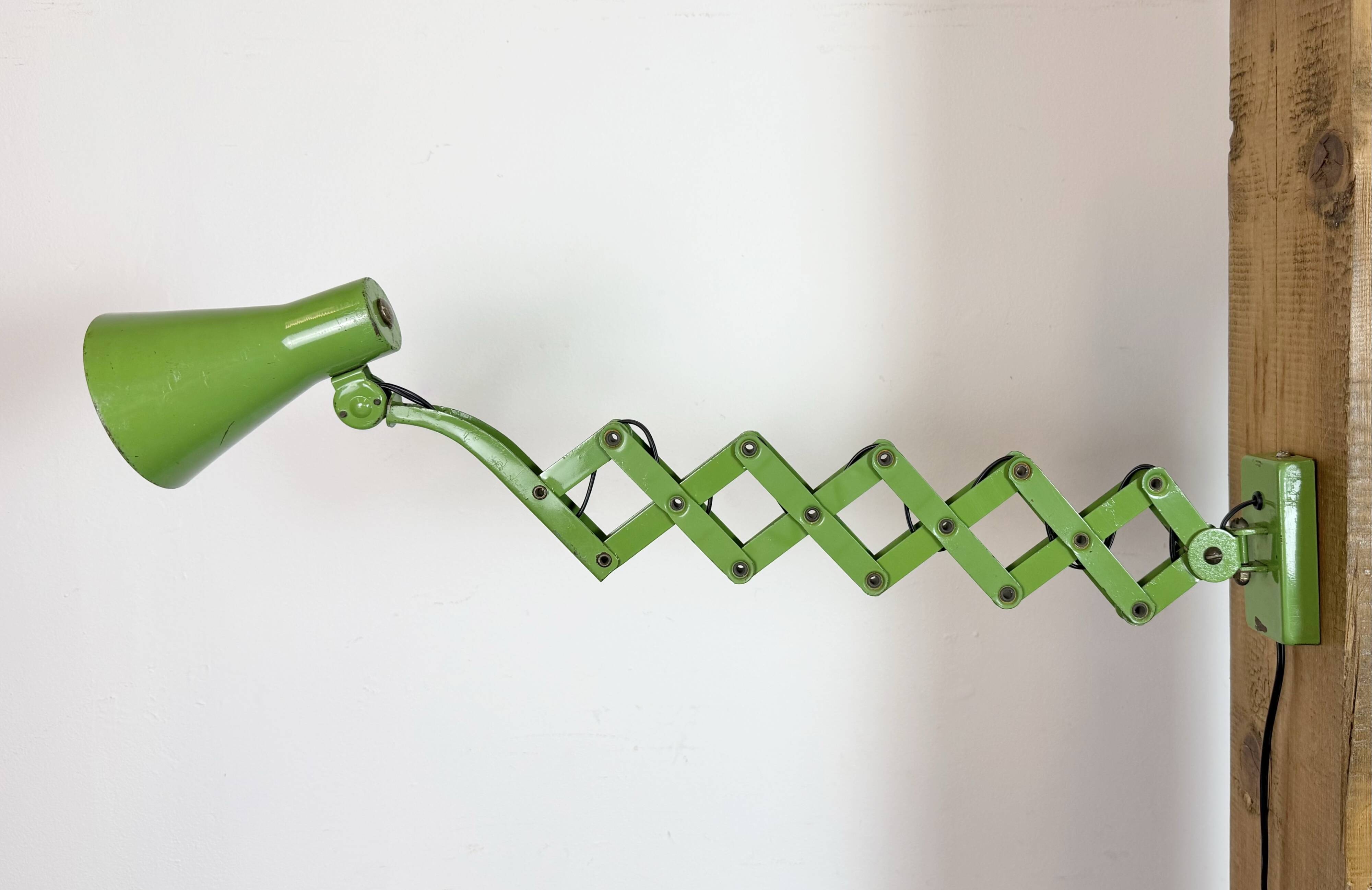 Green Industrial German Scissor Wall Lamp from Kaiser Leuchten, 1960s