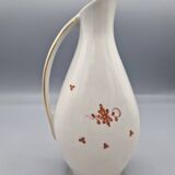 Pichet en porcelaine allemande peint à la main avec motif floral et bordure dorée