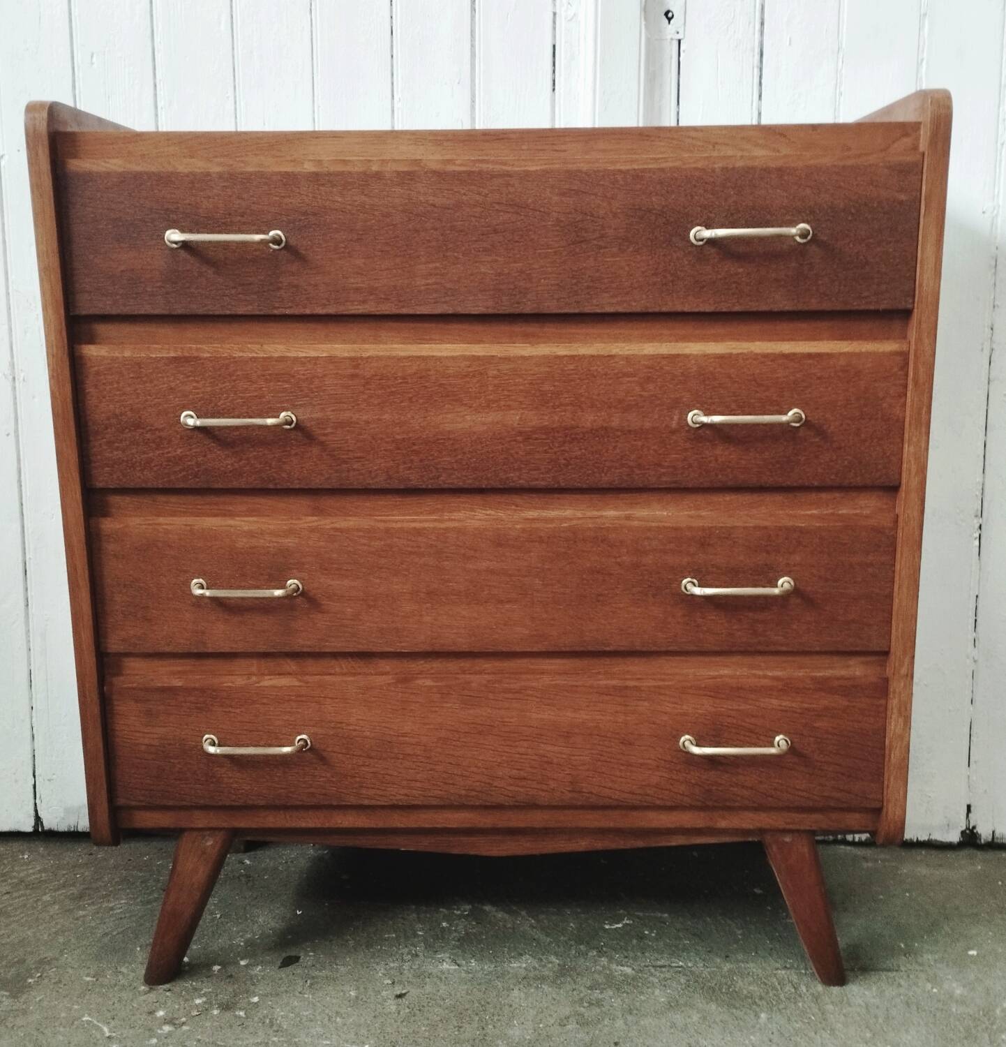 Vintage chest of drawers with solid oak compass legs