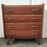 Vintage chest of drawers with solid oak compass legs
