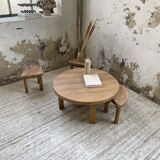 Circular elm coffee table from the 1950s