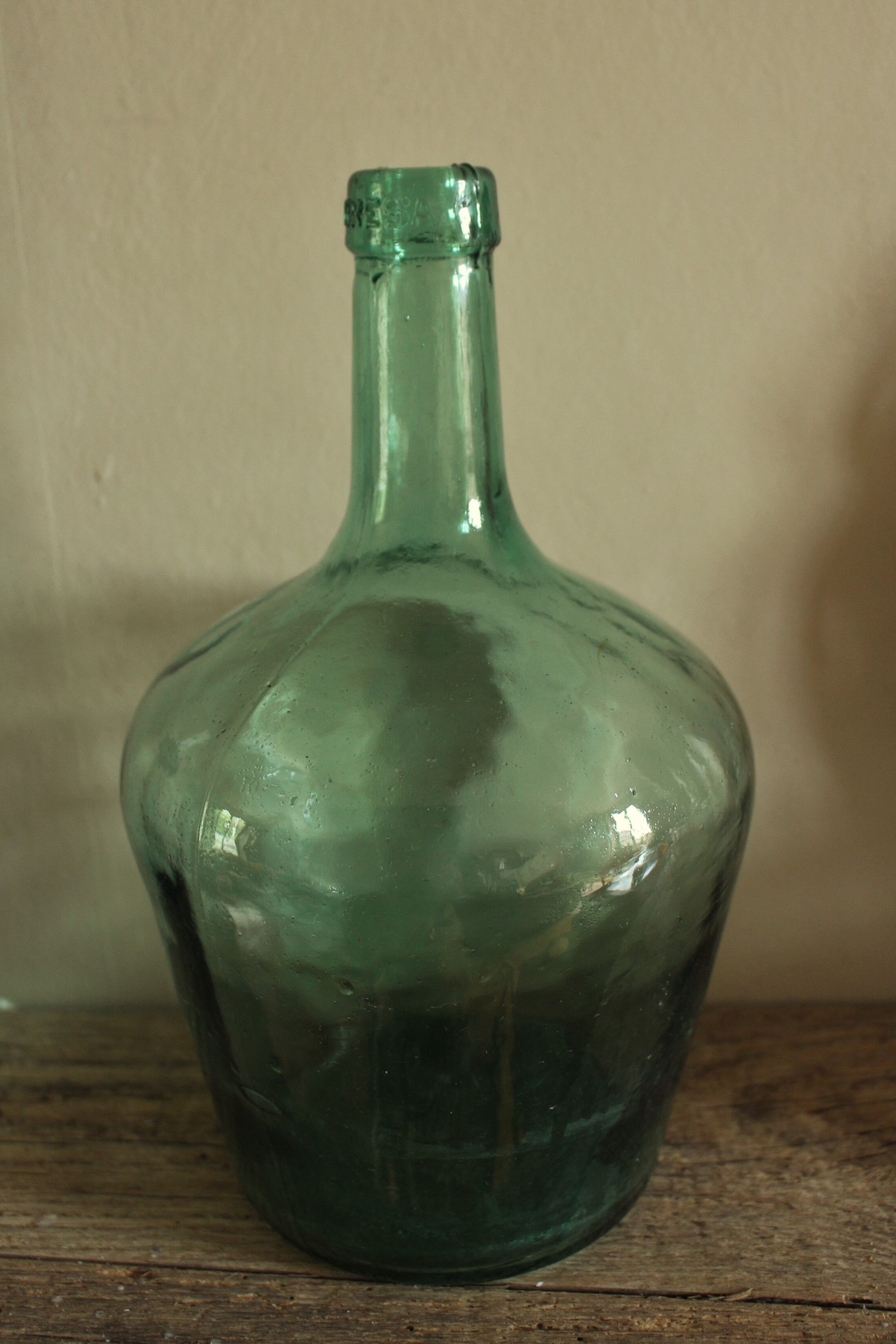 Dame Jeanne bonbonne glass green Viresa