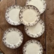 Set of 6 antique ironstone dinner plates, Alphand pattern