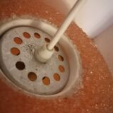 Orange granular resin ball pendant light, 1970