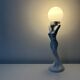 Barbotine ceramic woman lamp Vintage Art Deco