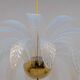 Iridescent Murano Glass and Brass Palm Leaves Chandelier