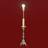 Antique large brass candlestick lamp base