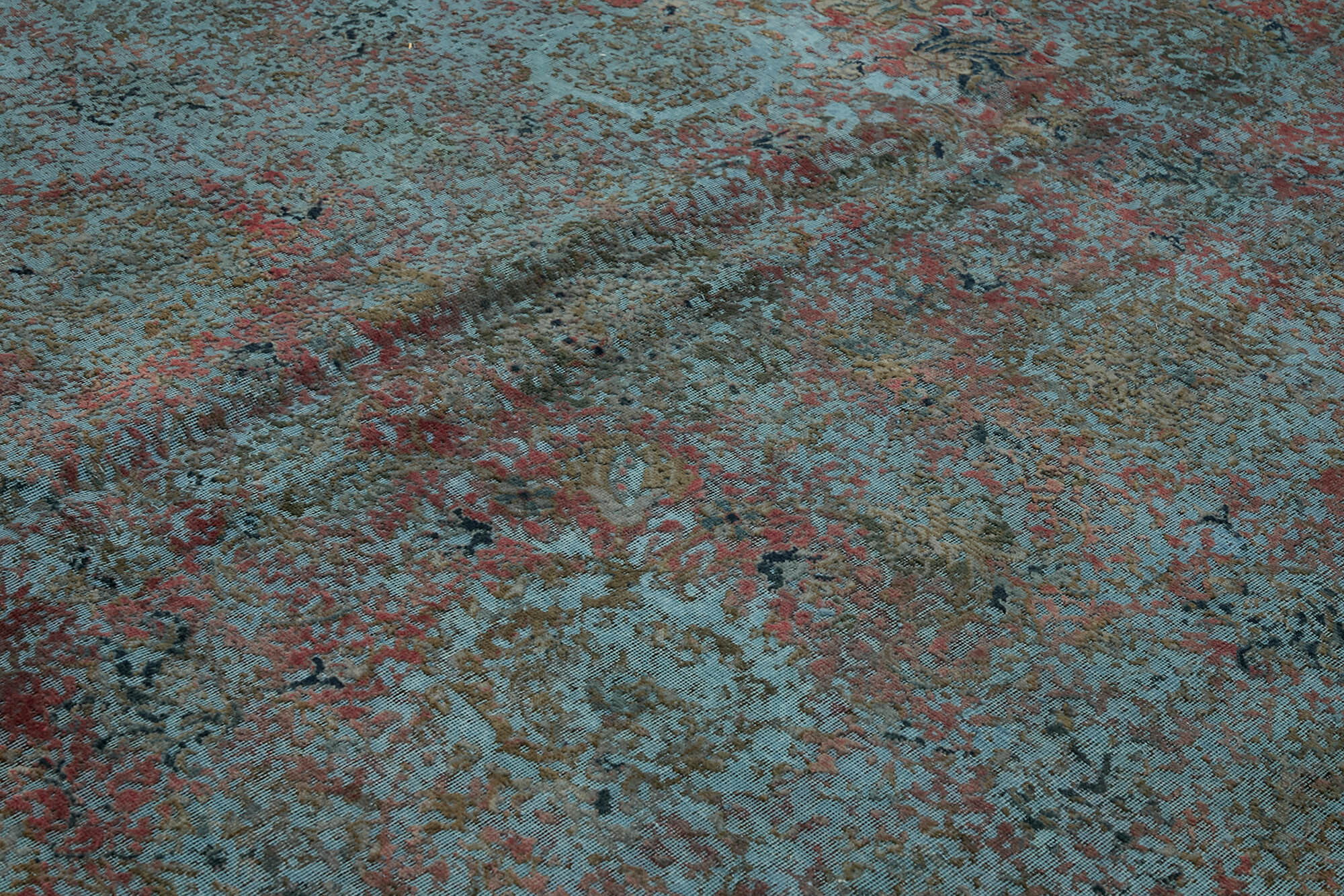 Handmade oriental decorative 1980s 331 cm x 331 cm blue wool carpet