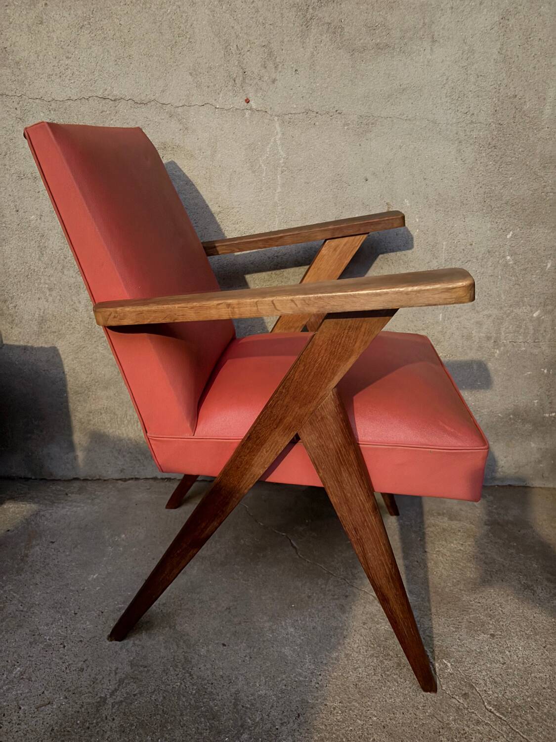 Red skai armchair, 60s
