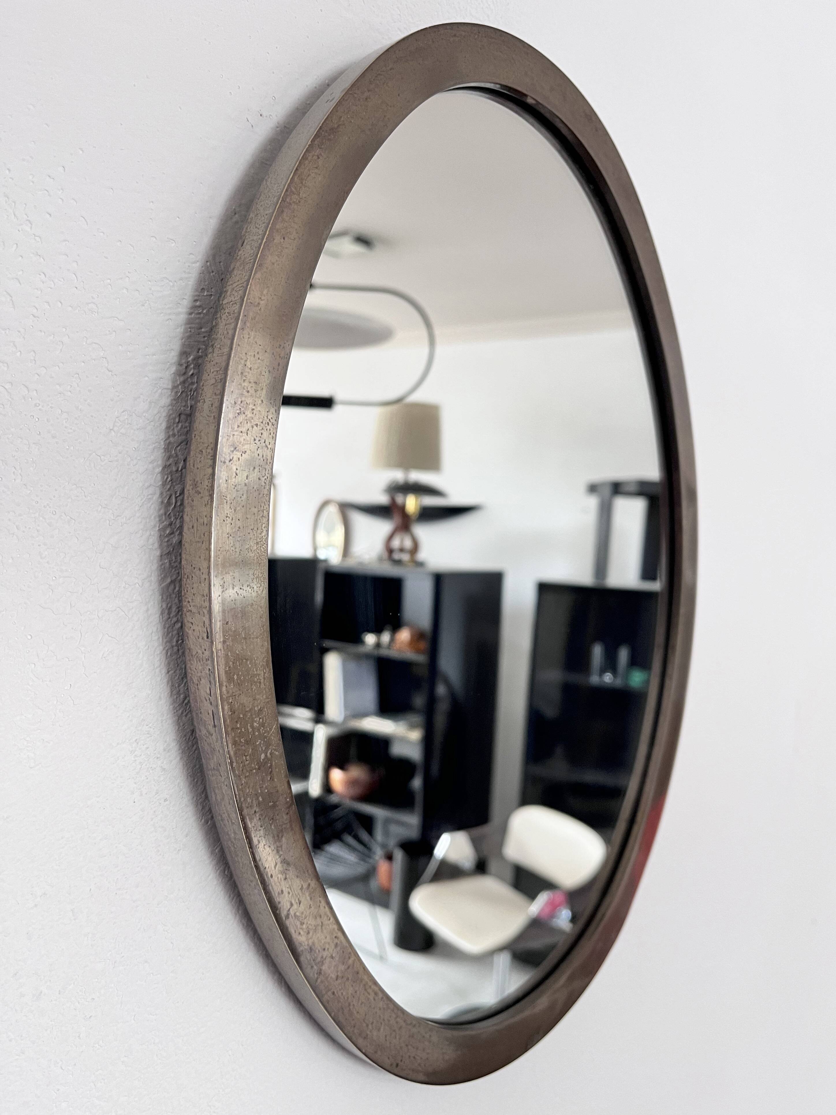 Oval Patinated Bronze Mirror 1950