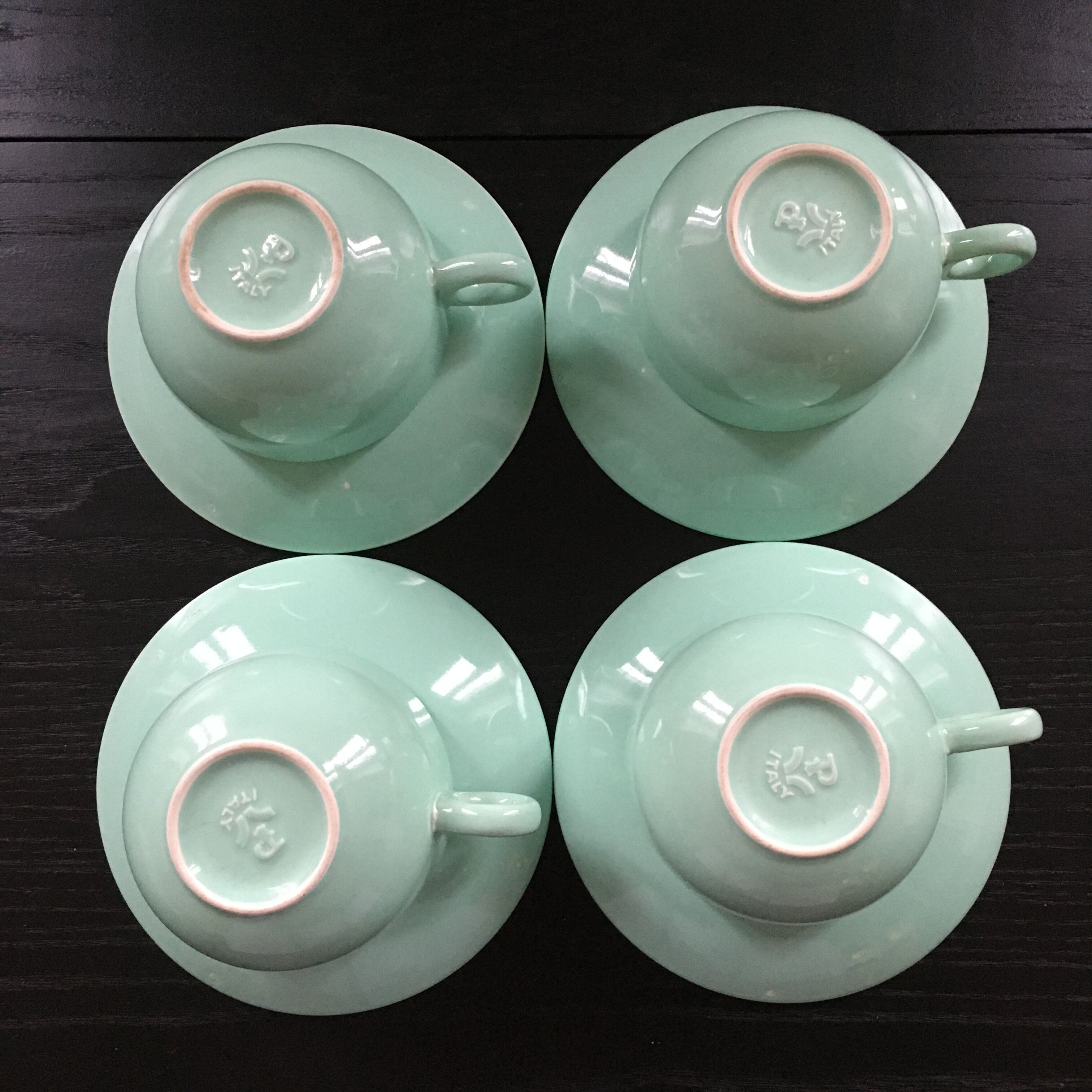 Set of 4 almond green cups