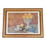 Old watercolor painting with oranges