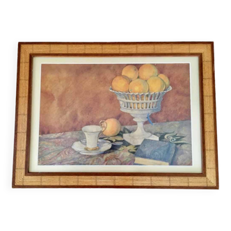 Tableau ancien aquarelle aux oranges