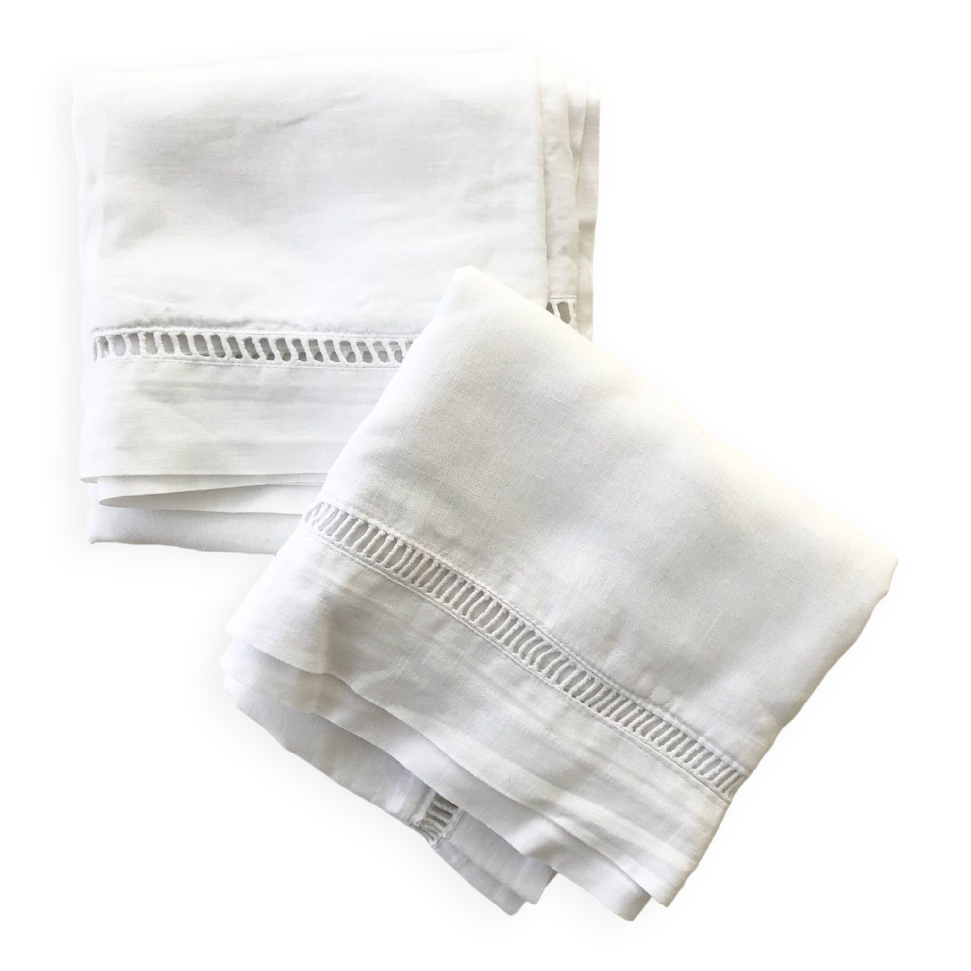 Duo of openwork linen pillowcases