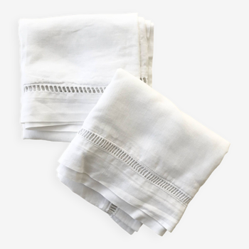 Duo of openwork linen pillowcases