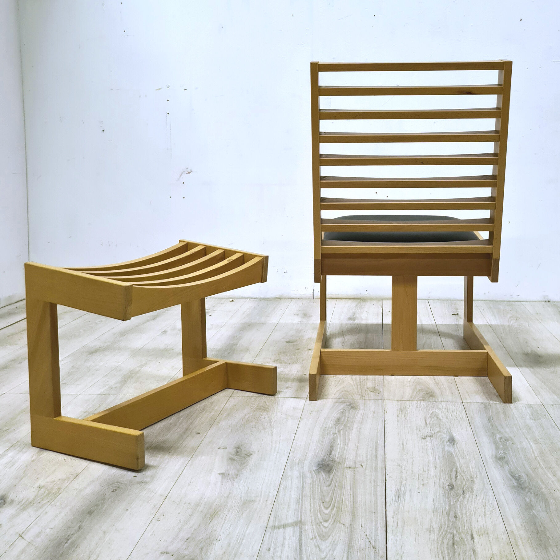 Modernist constructivist lounge chair with ottoman, 1980s