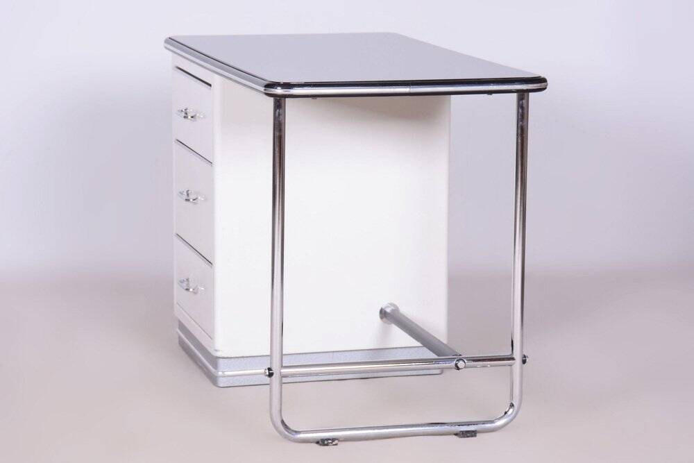 Bauhaus Writing Desk, Steel, Glass, Germany, 1940s