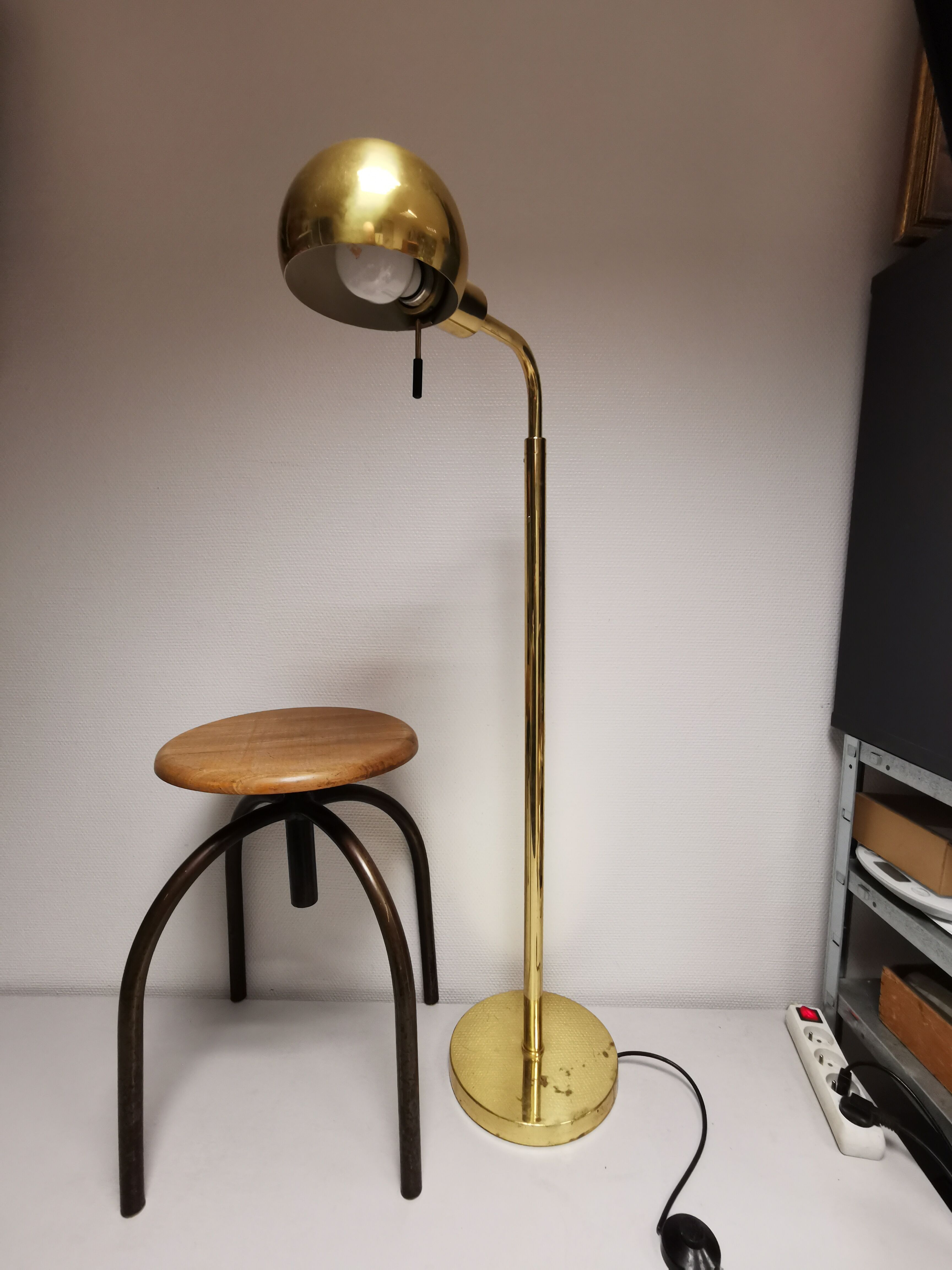 Adjustable brass floor lamp by Metalarte for Hansen, Spain, 1960s
