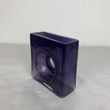 Vase Diabolo signé Christian Tortu, verre soufflé violet