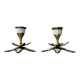 Pair of vintage brass and mother-of-pearl candlesticks