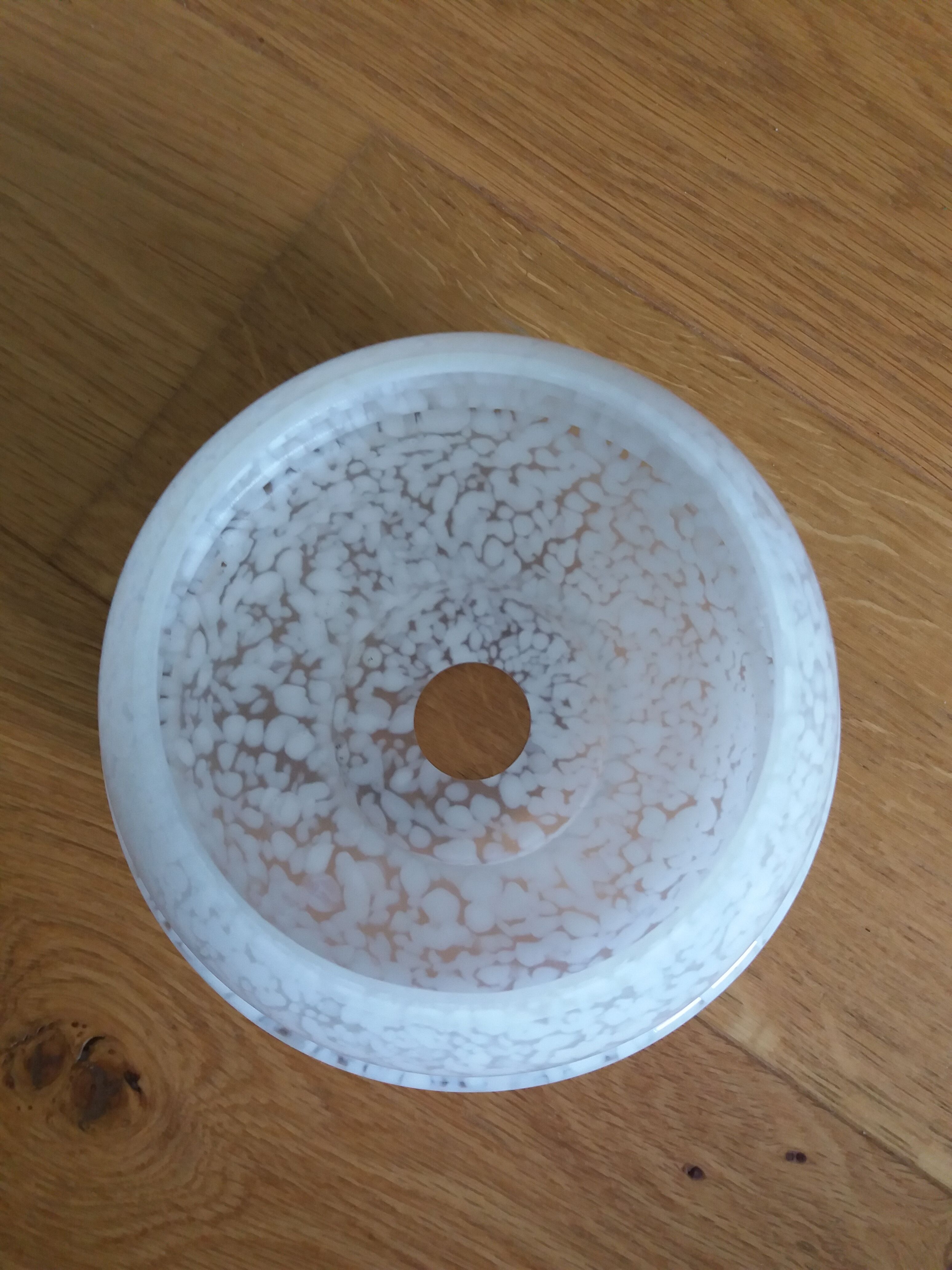 Globe lampshade in white speckled blown glass from Clichy