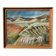 Old painting oil on canvas mountain and shepherd