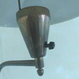 Floor lamp from the 50s in red-brown enameled sheet metal and golden brass -