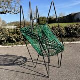 Pair of garden chairs Acapulco 1950 vintage scoubidou metal heaters