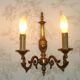 Pair Vintage French Traditional Style Bronze Mid Century Wall Lights 5345