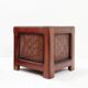 Pair of vintage wooden planters with woven rattan panels - 1970s