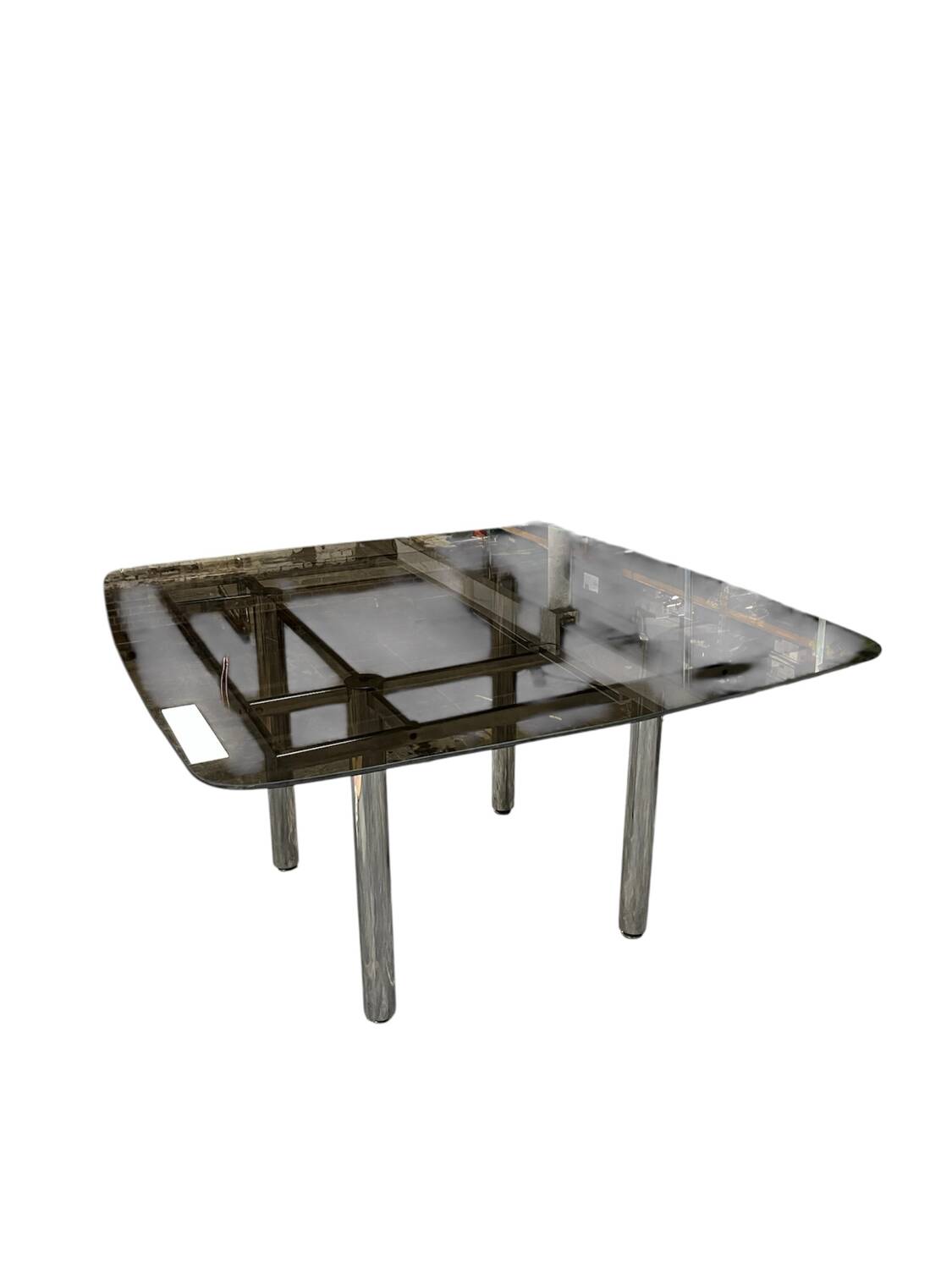 Vintage table design smoked glass & chrome – 1970s