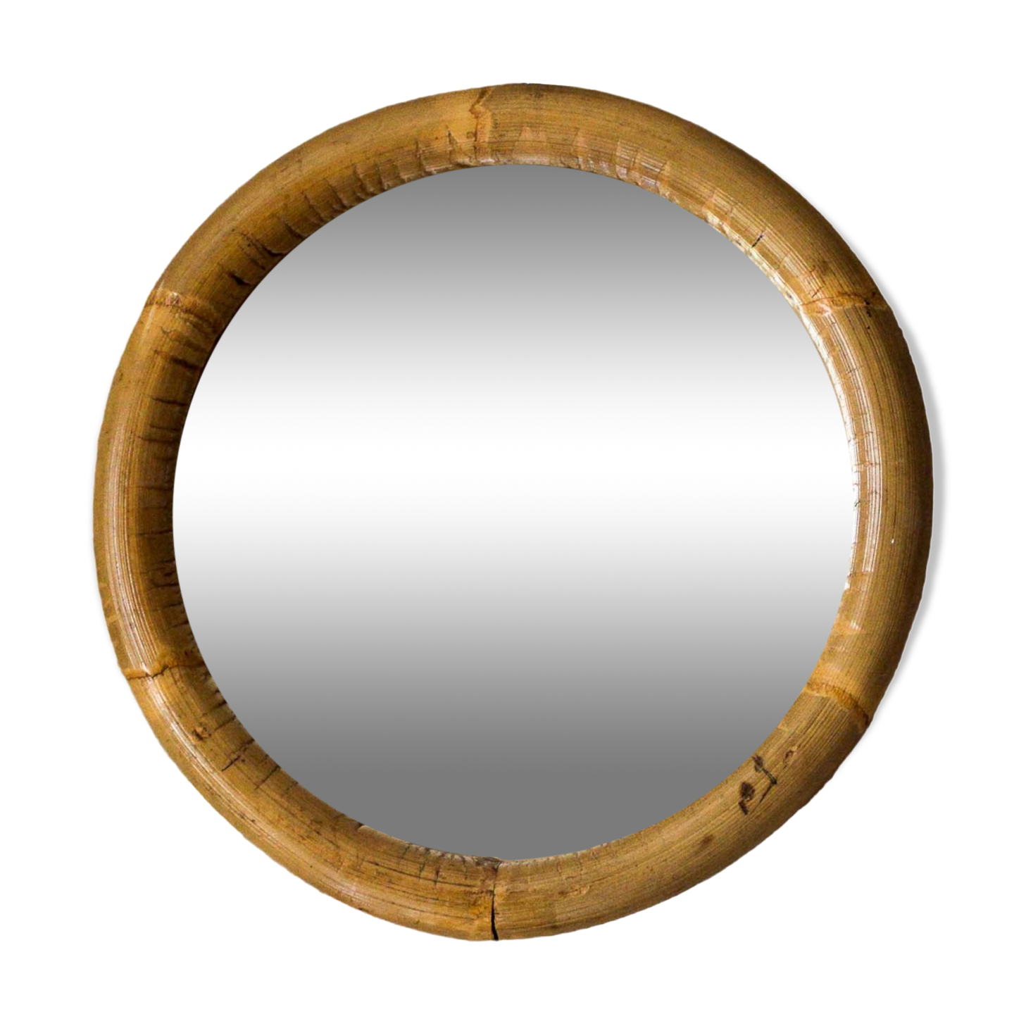 Round bamboo mirror 32cm