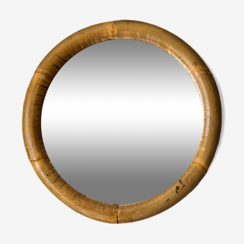 Round bamboo mirror 32cm