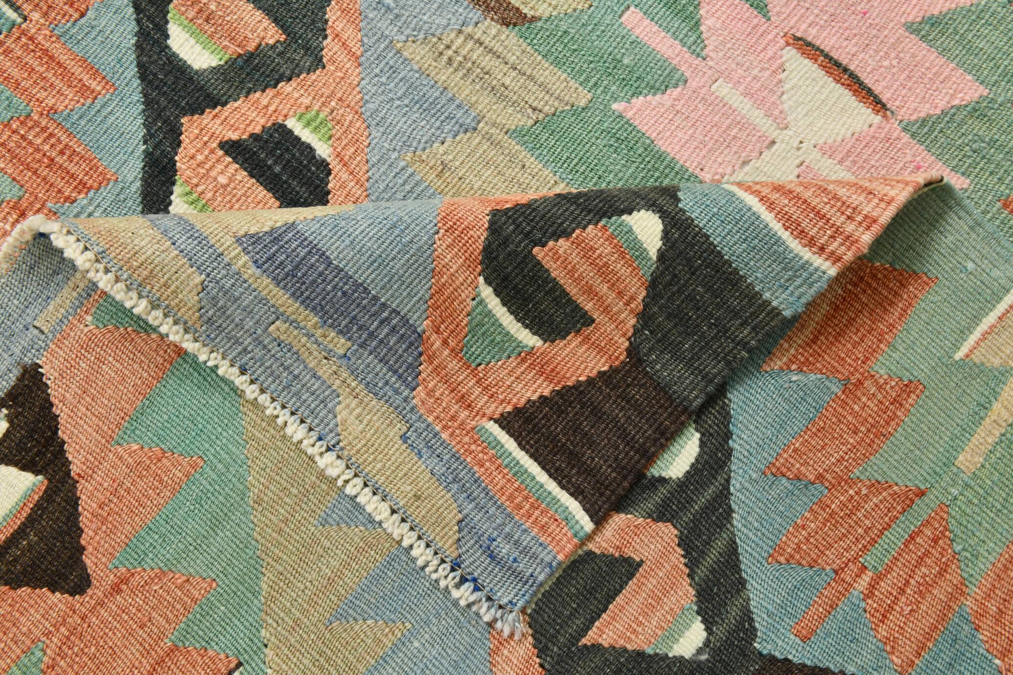 Light Blue & Green Tribal Kilim Rug, 181x315Cm