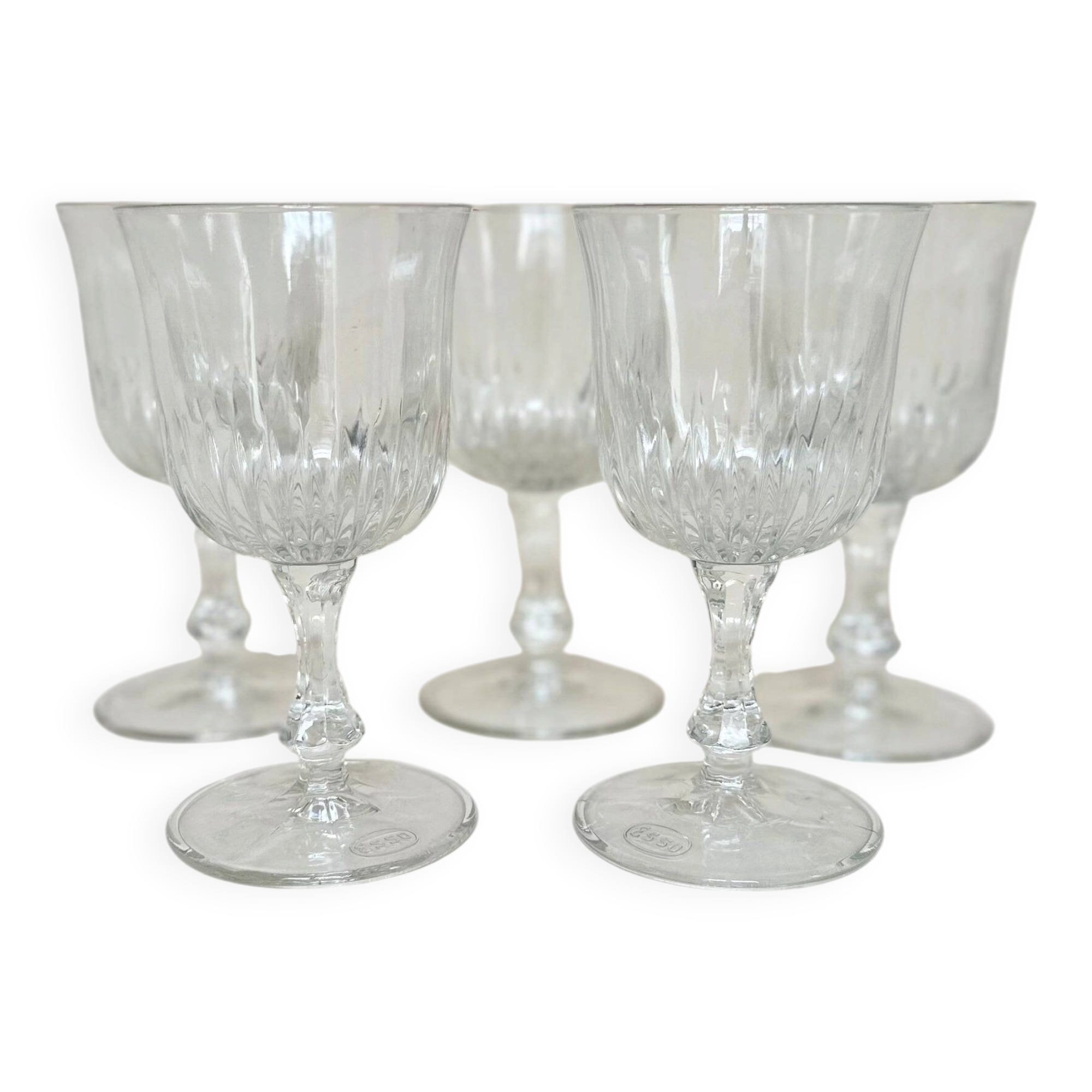 Set of five wine glasses