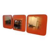 3 vintage orange glass mirrors