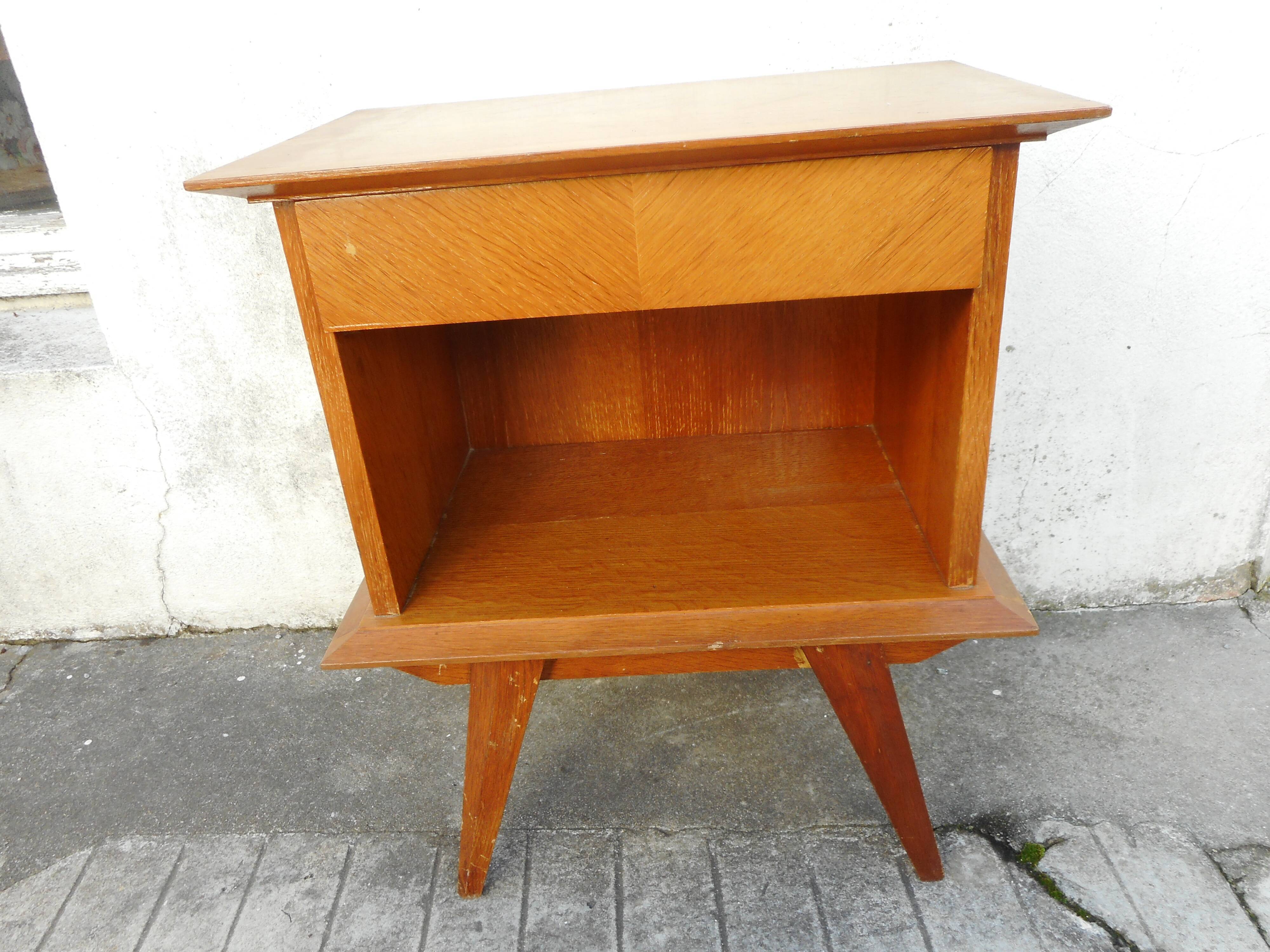 Vintage bedside in light wood