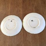 Two old slip dessert plates. "grapes and foliage" patterns