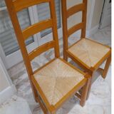 High back straw chairs