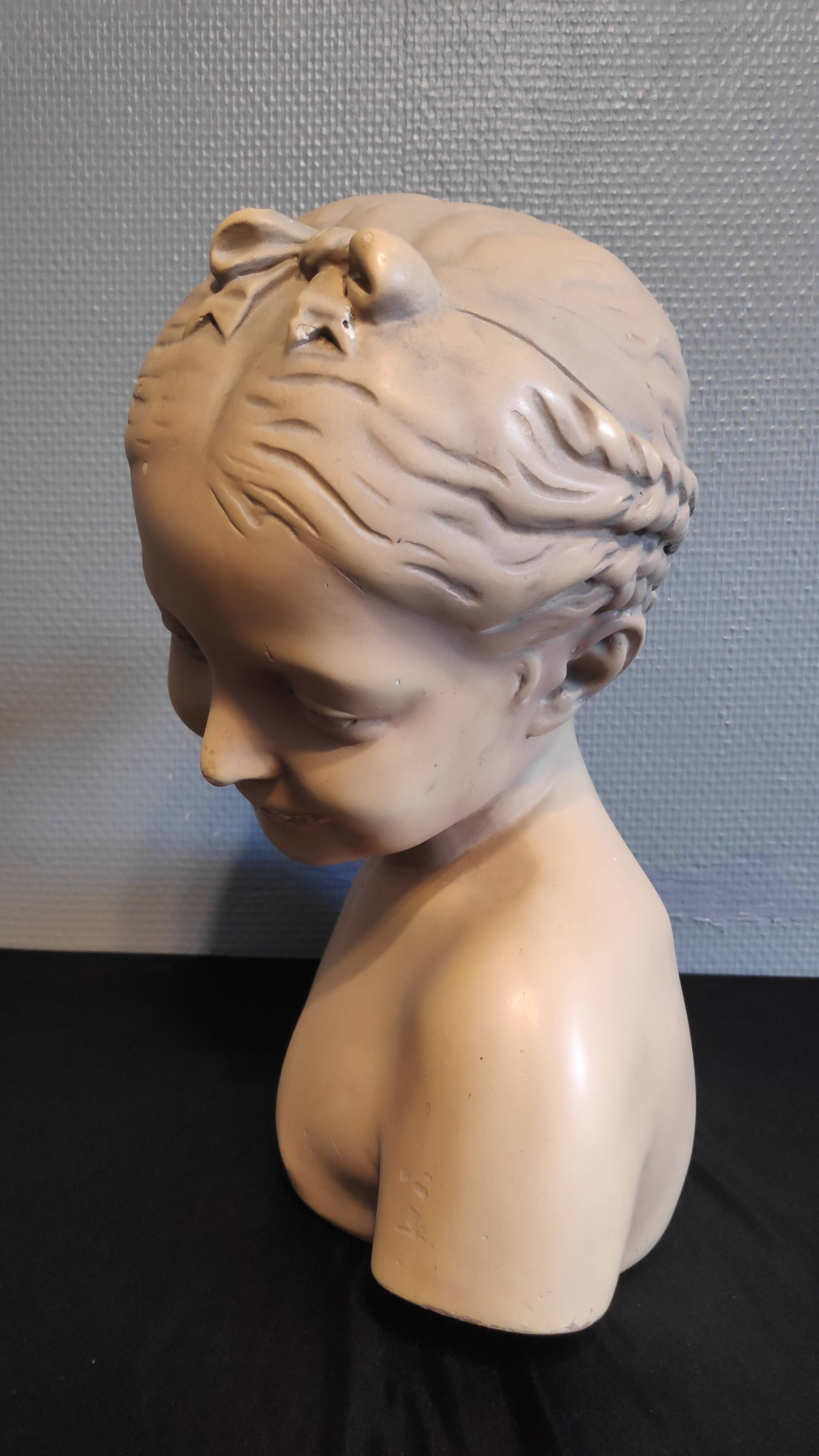 Bust "the laughing" after jean-baptiste pigalle in plaster