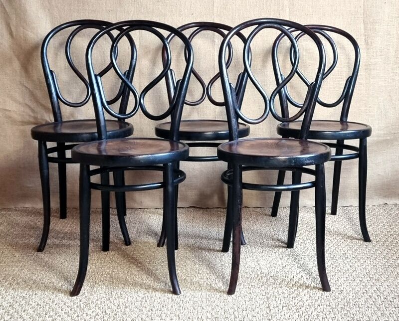 5 bistro chairs n°20 omega black empire late nineteenth / early twentieth