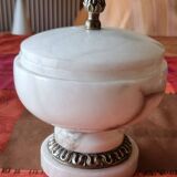 Vintage alabaster and copper candy box