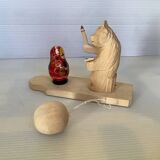 Bogorodskaya traditional Russian wooden bear and matryoshka toy