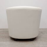 White faux leather armchair