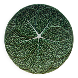 Vintage barbotine dish in the shape of a green cabbage leaf, Portugal