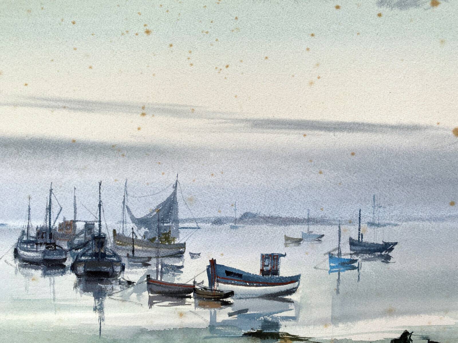 Watercolor Painting Gaston Barret (1910-1991) Marine Ar Harnog