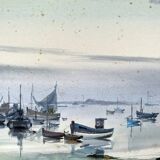 Watercolor Painting Gaston Barret (1910-1991) Marine Ar Harnog